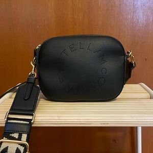 Stella McCartney black ultra mini logo crossbody bag